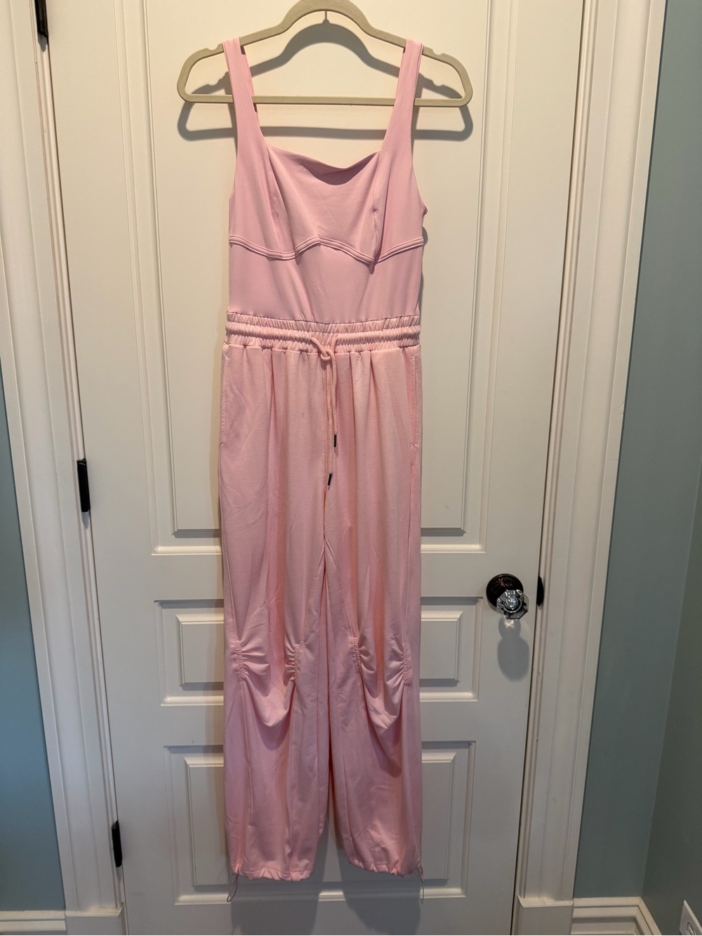 Pink Sleeveless Jumpsuit with Drawstring Waist